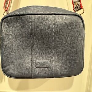 Beautiful Slate Blue Pom Pom London City Crossbody Bag